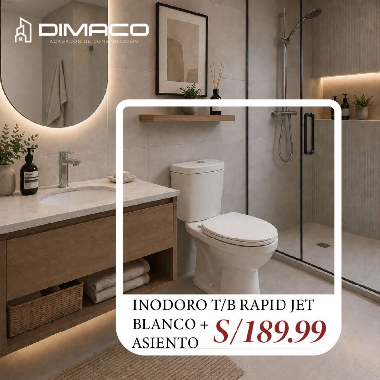 Inodoro Rapid Jet blanco con asiento marca Trébol para baño moderno