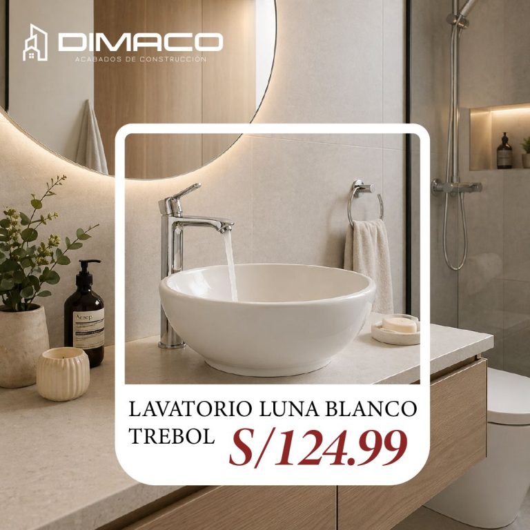 Lavatorio Luna blanco de cerámica marca Trébol para baño