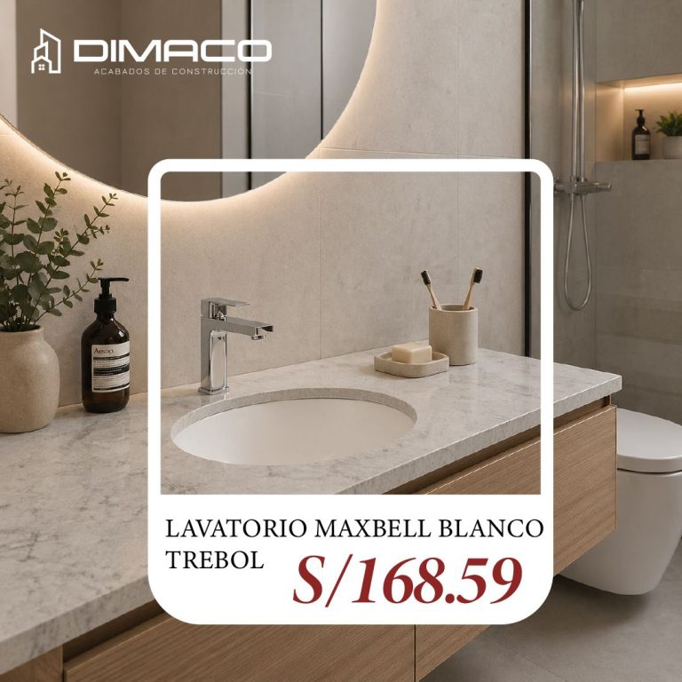 Lavatorio Maxbell blanco de cerámica marca Trébol para baño