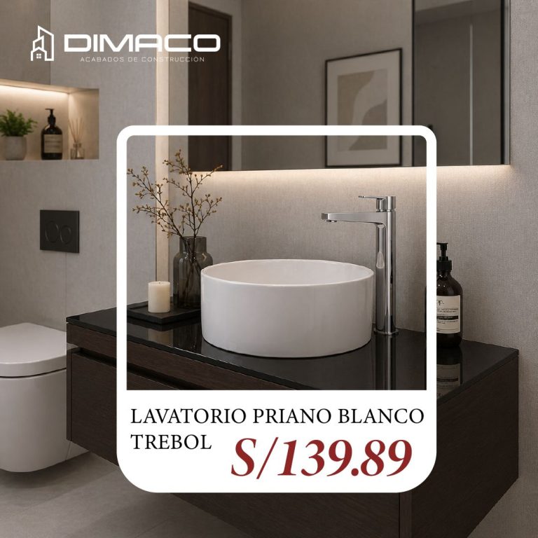 Lavatorio Priano blanco de cerámica marca Trébol para baño